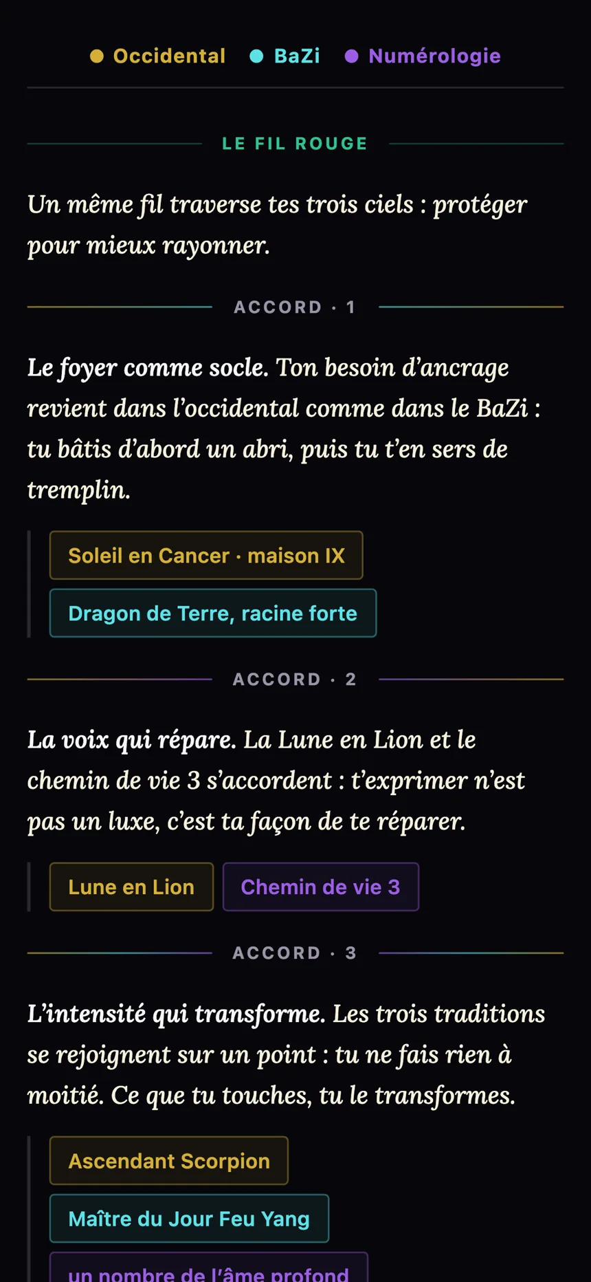Écran de synthèse d’Asterlogia
