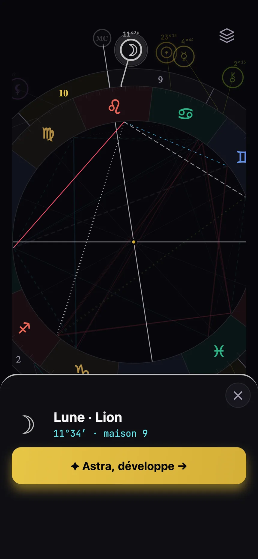 Roue du thème natal d’Asterlogia
