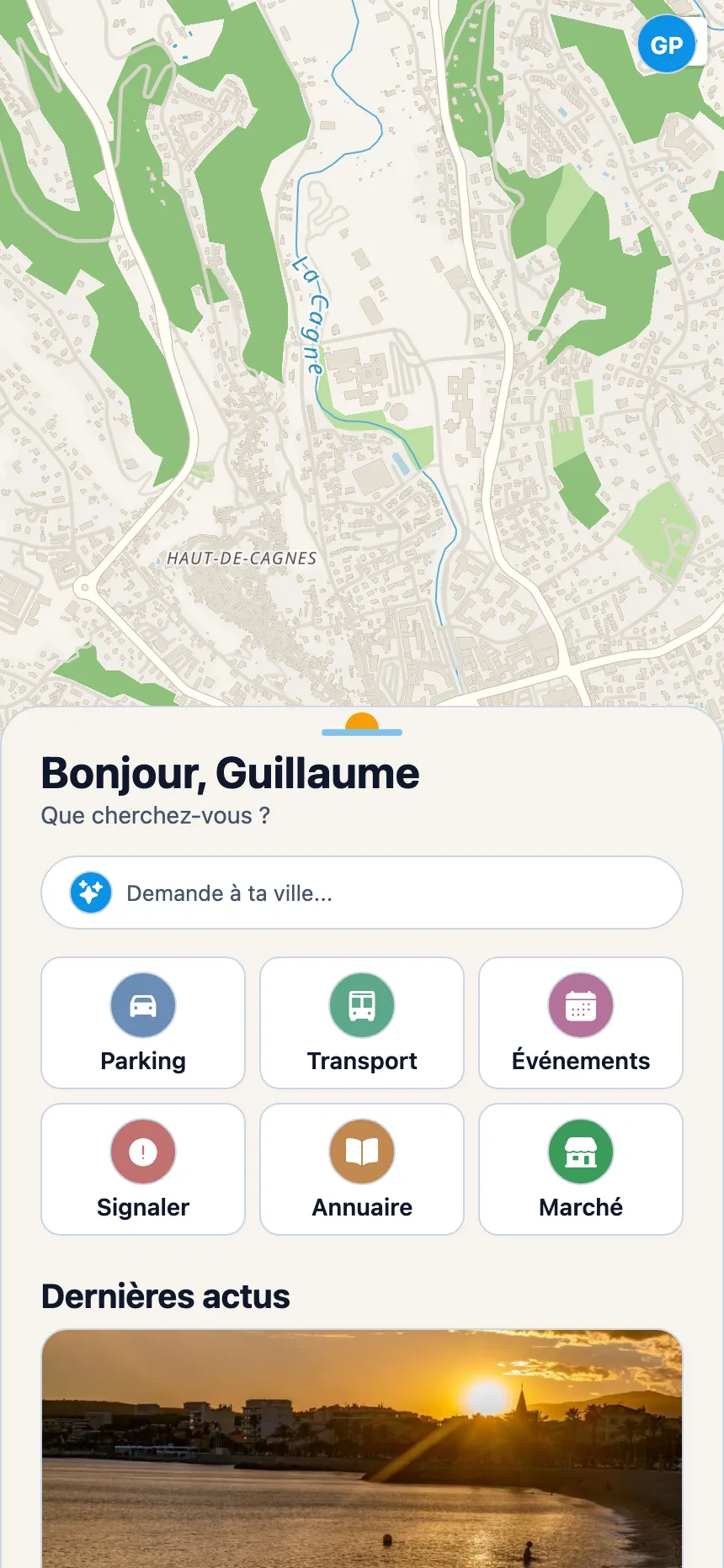 Accueil de l’app de Cagnes-sur-Mer