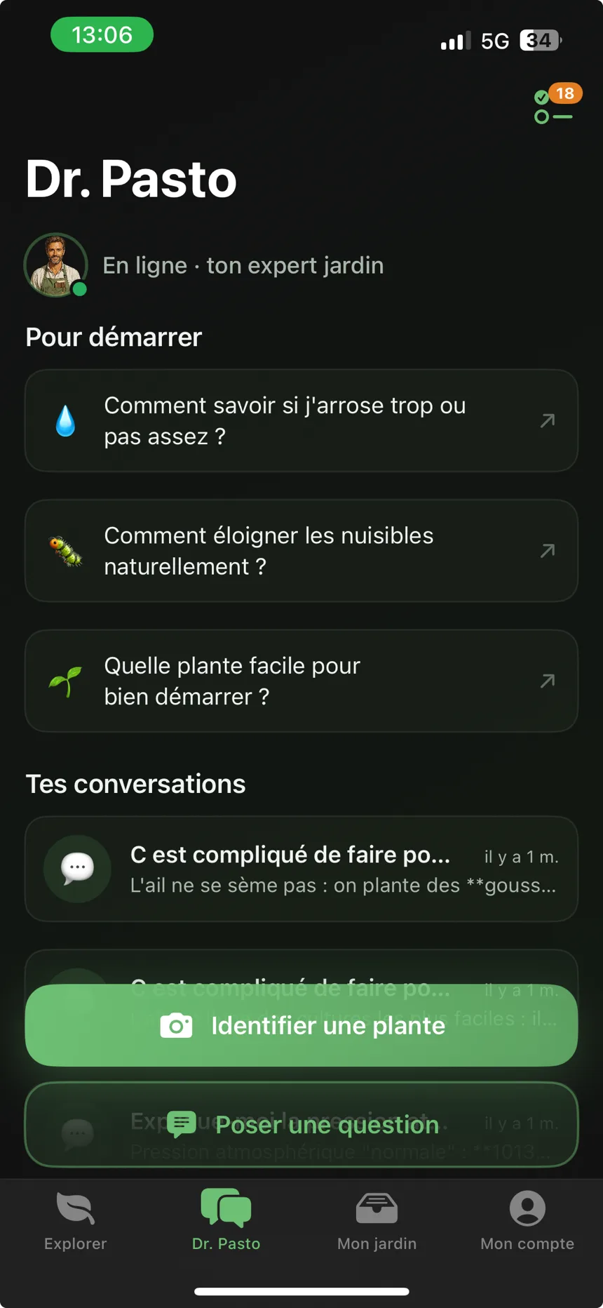 Dr. Pasto, l’assistant jardin de l’app
